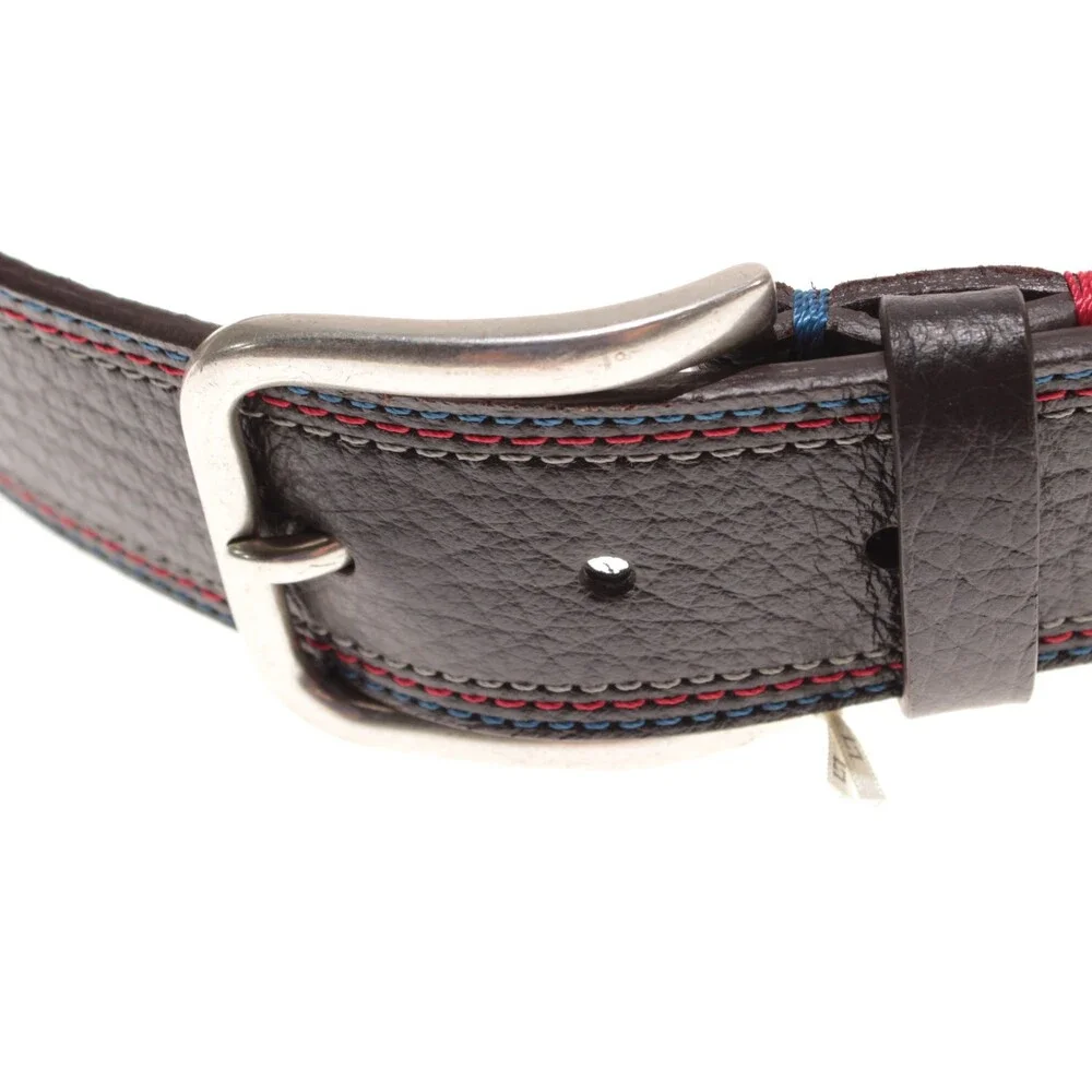 Leyva NWT Classic Belt Size 100 (US 38) in Brown Pebbled Leather Made in Spain